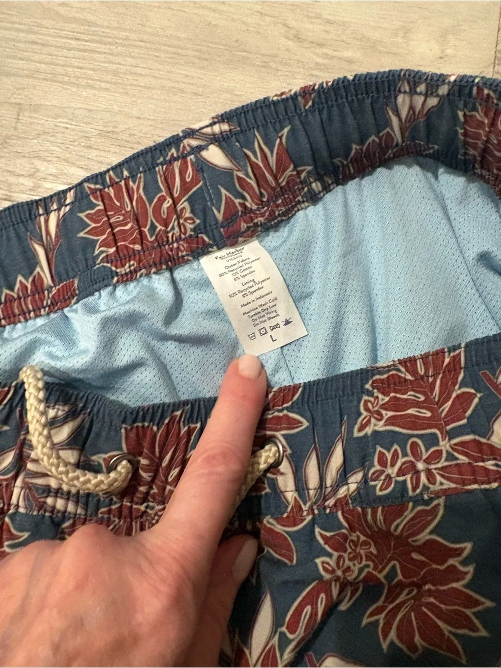 Men's Fair Harbor Floral Drawstring Swim Shorts - Teal & Rust